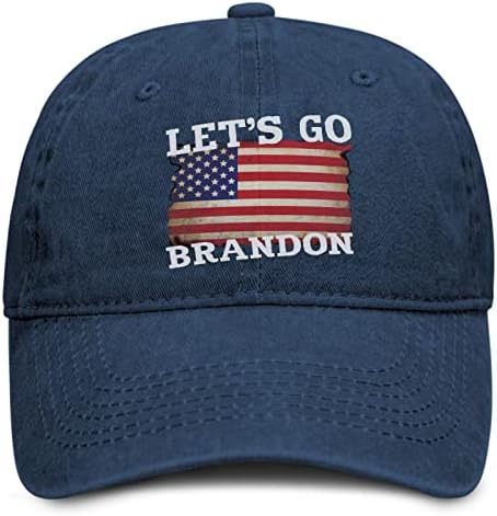 DiYYOUPIN Унисекс Памук Let ' s go to Brandon Неубедителен американски Флаг Регулируема бейзболна шапка Класическа Промытая Солнцезащитная шапка