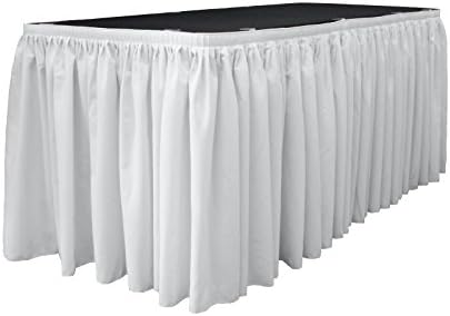 LA Linen Негабаритная полиестерна поплиновая пола на маса с дължина 30 метра на 29 инча от 15 L-клипсами, бял