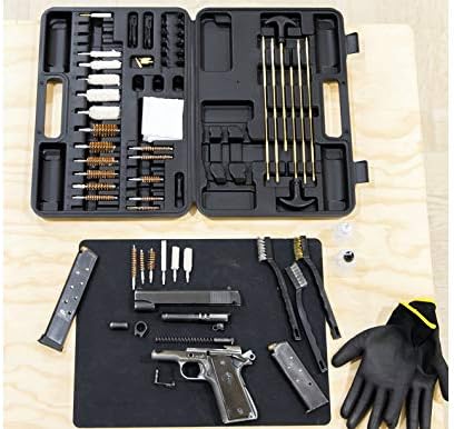 CORQUE Universal Gun Cleaning Kit В комплекта с почистващ подложка и ръкавици – за всички калибри пистолети,