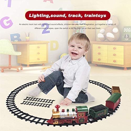 PUSITI Classic Коледа Train Set with Lights and Sounds Railway Tracks Sets Battery Operated Locomotive Engine