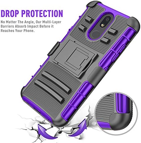 TILL за LG K40/ K12 Plus Case, ДО [Престрелки броня] Heavy Duty Full-body Rugged Holster Resilient Case Armor [Belt Swivel Clip][Kickstand] Combo Cover Shell For LG Solo LTE/Harmony 3/ X4 2019 [Purple]