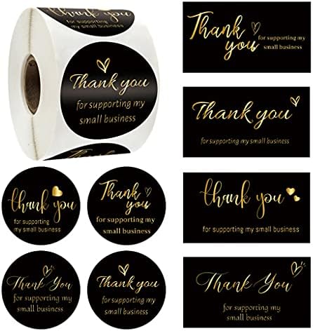50pcs Бронзиране Thank You Cards for Supporting My Small Business 500pcs 1.5 Sticker Labels for Small Sellers