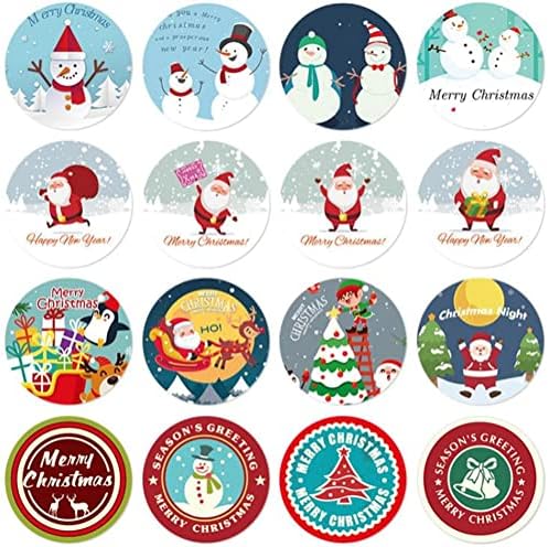 500шт Весела Коледа Етикети, 2,5 см/1 инч Коледа Празничните Подаръци Кръгли Етикети Самозалепващи се Пликове, Гарнитури Етикети Зимни Коледни Етикети Етикети за Шоко