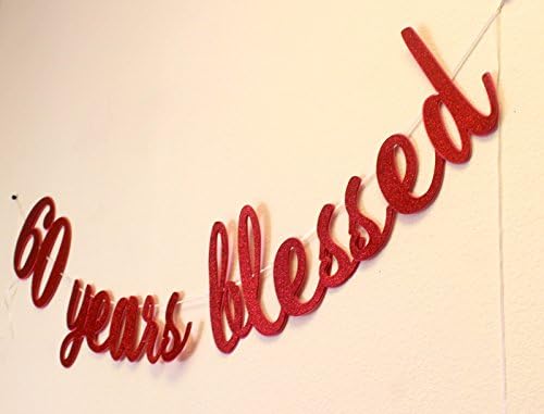 All about Details™ 60 Years Blessed Cursive Banner, 1set, 60th Birthday Banner, 60th Anniversary Banner,
