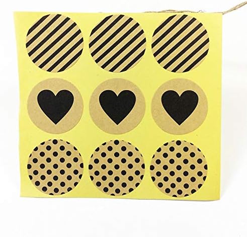 Печат на Етикети, 90шт Винтидж Модата Сърцето+Точки+Кепър Кръг на Серия Крафт-Хартия Стикер за Изделия,
