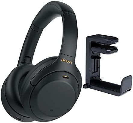 Sony WH-1000XM4 Безжични слушалки с шумопотискане Over-Ear (черен) Knox Gear Headphone Hanger Mount Bundle (2 броя)
