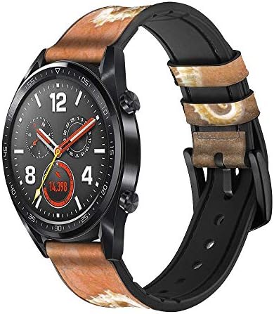 CA0399 Seahorse Skeleton Fossil Leather & Silicone Smart Watch Band Каишка за Часовник Smartwatch Smart Watch Размер (22 мм)