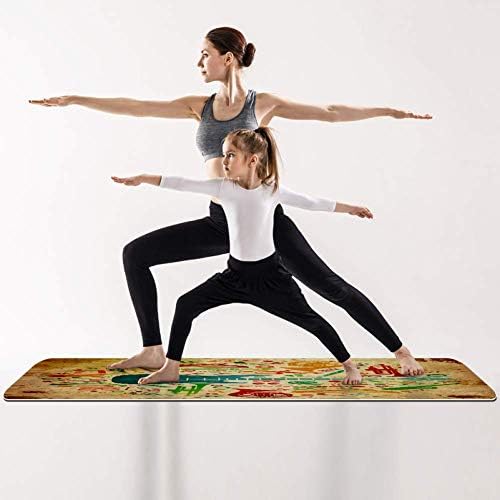 LORVIES Vintage Background Music Yoga Mat Eco Friendly Non-Slip Anti-Сълза Exercise & Fitness Mat for Йога, Пилатес, Stretching, Meditation, Floor & Fitness Exercises (72 x 24 инча)