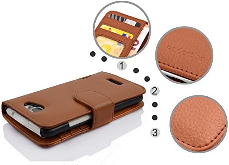 Cadorabo Book Case е Съвместим с HTC ONE X/X+ в коньячно - кафяв цвят-с магнитна закопчалка и 3 слота за