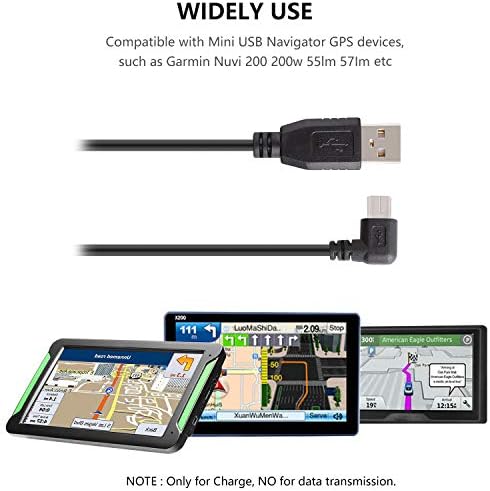Pasow Mini USB Кабел за зареждане USB 2.0 A-Male to Mini-B Car Зарядно Устройство, Адаптер, Кабел за Dash Cam GPS Огледало за обратно виждане Cam Резервно помещение (11.5 метра, ляв ъгъл)