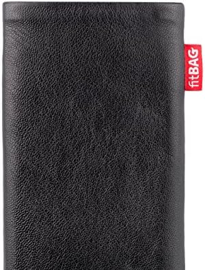 fitBAG Beat Black Custom Tailored Sleeve for Motorola Lenovo Moto G4 Play 4th Gen. Тънка кожена чанта Nappa с Вградена подплата от микрофибър за почистване на дисплея