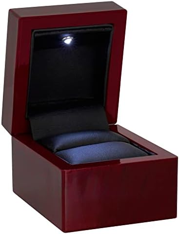 Благородна череша кутия за пръстени със светлината - Уникални led кутия за годежни пръстени за Сделки пръстени или специални случаи (махагон/черна посочете)
