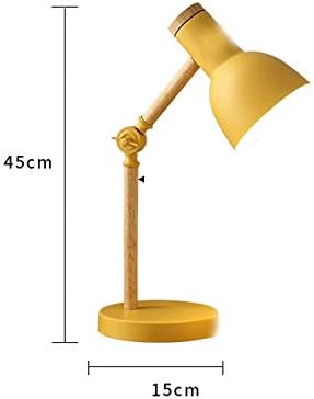 WODMB Wooden Art Iron LED Сгъваема Лесна Настолна лампа Защита на Очите Настолна Лампа За Четене на Дневна Спалня Начало Декор (Цвят : жълт)