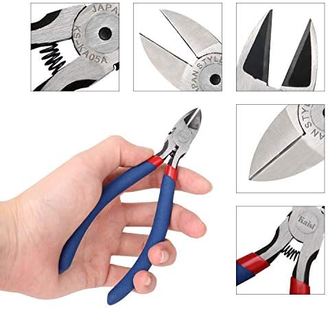Kaisi Тел Кътър 5 inch KA05A Micro Diagonal Тел Cutting Pliers Precision Side Cutters Pliers for Cuts Electronics, Wires, Бижута, Zip Ties и т.н.