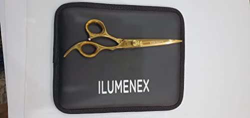 Ilumenex Professional Razor Edge Series Barber Hair Cutting Ножици Fine Adjustment Tension Screw - Premium Ножица за Подстригване на коса (злато)