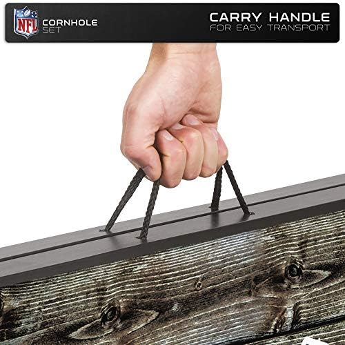 NFL Pro Football 2' x 3' MDF Wood Deluxe Чукни Set by Wild Sports, Идва с 8 торби боб - идеални за гърба на вратата, на открито, в задния двор