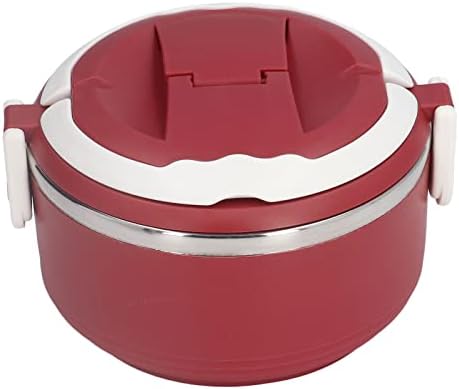 Кутия за хранене, преносими термичен контейнер за хранене от неръждаема стомана, за офис(червен【201 подложка】)