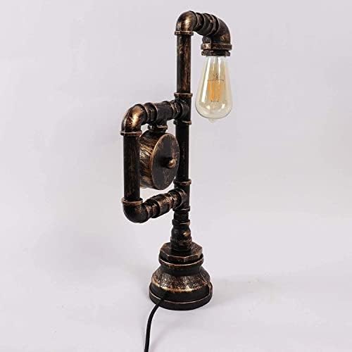 UimimiU Ретро Промишлена Настолна Лампа, Реколта Антични лампа Часовници Водопроводните Тръби Дизайн на