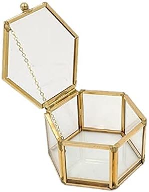 WSZJJ Шестоъгълен Прозрачна Стъклена Кутия, Геометрична Прозрачна Стъклена Кутия За Съхранение на Бижута