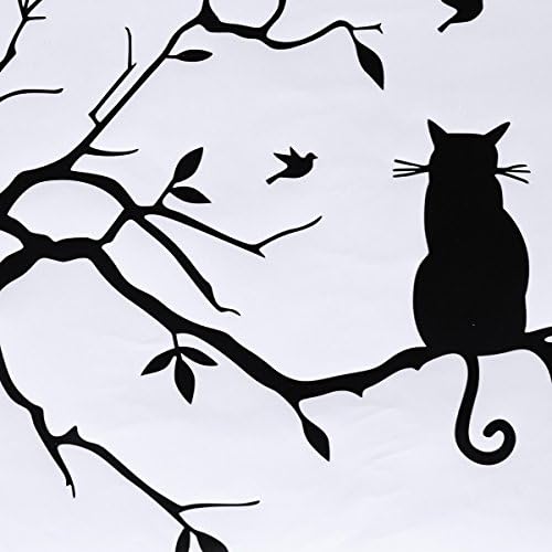 CHICTRY Черна Котка, клон на Дървото Стикер за Стена е Подвижна PVC Тапети Етикети САМ Стенопис за Детска стая Детска Стая Декор Черна Един Размер
