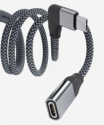 Правоъгълен удължителен кабел USB C 3.3 FT,Type-C 3.1 Gen2(10 gbps) от мъжа към жената,Удължител 90 градуса/L-образна