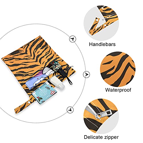 Тигрови Ивици Влажна, Суха Чанта за Многократна употреба Памперси, Мокри Чанта за Бански костюми Водоустойчив