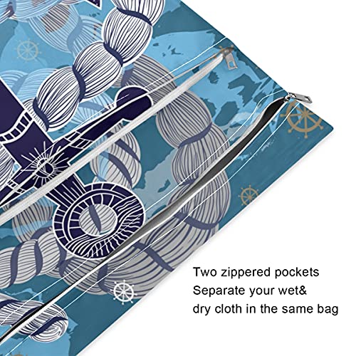 Котва с Въже, Мокър Суха Чанта за Пелени за Многократна употреба Мокър Чанта за Бански костюми Водоустойчив