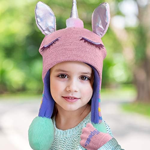 Набор от детски шапки и Ръкавици, Разнообразни Дизайни Преса And Flap Забавни Cold-Weather Beanie and Ръкавица за Деца от 4 до 7 години