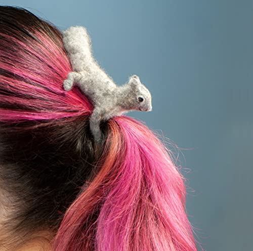 Филцови шнола за коса с домашен любимец модел, Филцови шнола за коса, Креативна Триизмерна лисица/ Таралеж/ Протеин, вставная шнола за коса (Протеин, 2,76*1,97 инча)