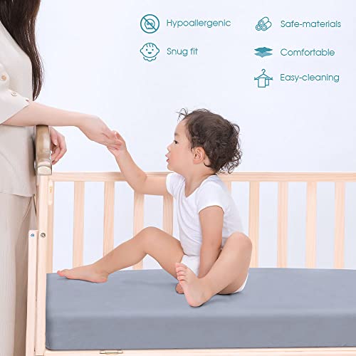 Yoofoss Fitted Crib Sheet Set, 2 Детски Чаршаф за Стандартни легла и матраци за деца Плътен цвят, мек, удобен