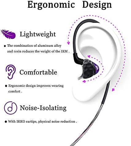 IKKO скъпоценни Камъни OH1S in-Ear Monitor,Жични Слушалки-втулки, Неподатливостта слушалки IEM с Подвижни кабели MMCX,Сив
