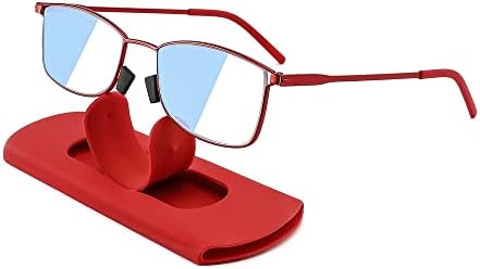 TACLOFT Fold Flat Thin Reading Glasses Blue Light Blocking Metal Frame Readers Anti Glare Rectangle Eyeglasses