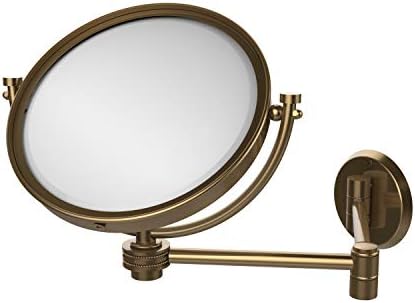 Allied Brass WM-6D/2X-BBR 8 Inch Wall Mounted Extending 2X Magnification with Dotted Accent Make-Up Mirror,