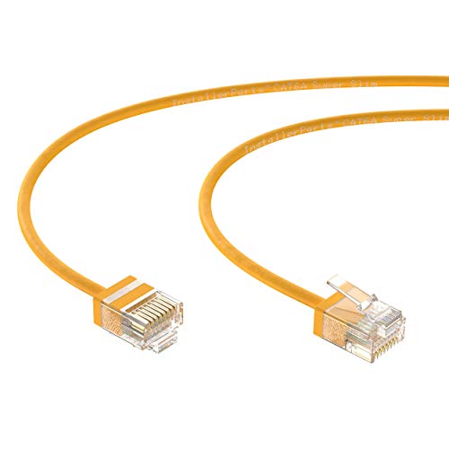 InstallerParts Ethernet Кабел основа cat6a Super Slim Кабел UTP 1 FT (5 Pack) - Жълто - Професионалната