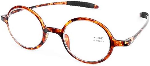 DOOViC Кръгли Очила За Четене Гъвкави, Леки Очила За Четене Модерен Дизайн Костенурка за Мъже И Жени, +1.50