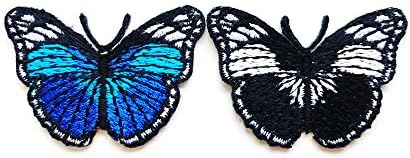 Ти набиране от 2-те малки. Мини красива Пеперуда Черен Син Сладък Карикатура Шият Ютия върху Бродирана Апликация