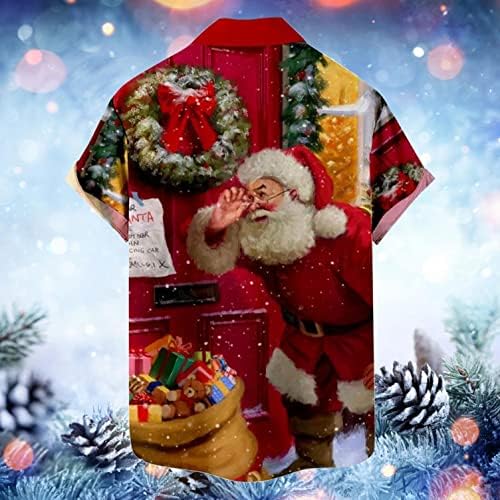 Коледа Риза Мъжки Бутона Надолу С Къс Ръкав 3D Дядо Коледа Печатни Коледно Облекло Casual Хавайски Ризи