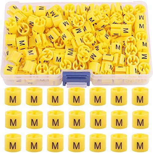 Swpeet 150 бр. жълт【 Размери M 】 Пластмасова Закачалка За дрехи с Размери Маркери Цветно кодиране на Размерите