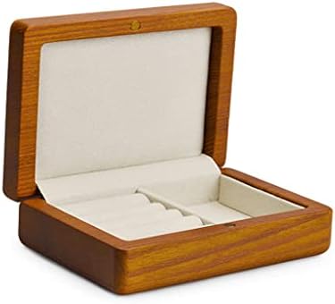 ASDFGH Jewelry Display Wood&Микрофибър Ring Organizer Case Earring Display Box Travel Jewelry Case Storage