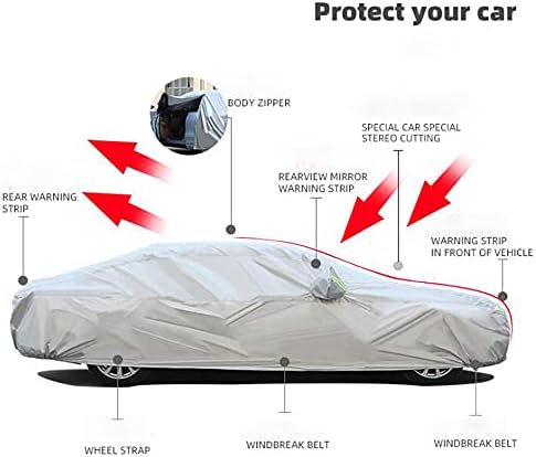 Carmen Universal Car Cover Дишаща Waterproof Sunscreen UV Защита Scratch Resistent Car Protector with Side Door Zipper for All Weather (XXL)