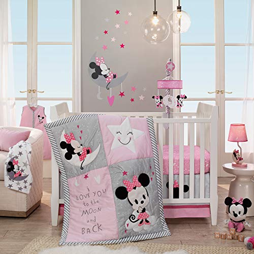 Lambs & Ivy Disney Baby Minnie Mouse Небесни Стикери За стена, Розово/Сиво