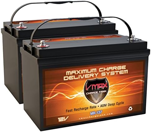 QTY2 VMAX MR137-120 12V 120AH AGM Deep Cycle Group 31 Batteries for 24 Volt 85 Pound 85lb Thrust 24V Trolling