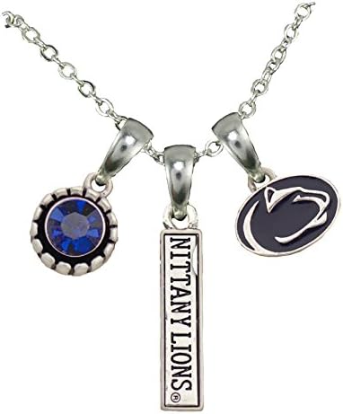 Магазин за спортни аксесоари Penn State Nittany Lions 3 Charm Blue Crystal Silver Chain Necklace Jewelry