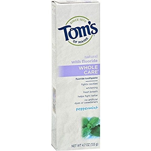 Tom ' s of Maine Whole Care with Fluoride Натурална паста за зъби, Мента 4,7 унции (опаковка от 3 броя)