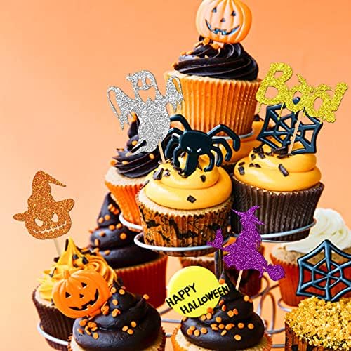 40 Бр Хелоуин Кейк Топперы Бу Вещица Тиква Призрак Cupcake Избира за Хелоуин Тематични за Рожден Ден за