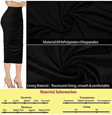 Vfshow Womens Elegant Ruched Разчорлям High Waist Молив Midi Mid-Calf Skirt