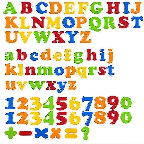 Coogam Магнитни Букви, Цифри, Азбука Магнити за Хладилник Цветни Пластмасови ABC 123 Набор от Образователни