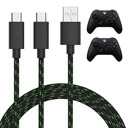 TALK WORKS Dual Controller Charger Cord for Xbox X Series / Серия S - 10 ft Nylon Braided C USB Charging