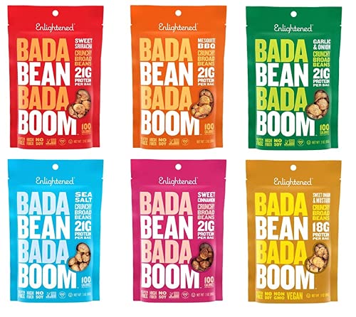 Bada Bean Bada Бум Хрупкави Пържени бакла Клас 6 Опаковка от 3 унции (Bada Bean Сорт 3 грама 6pk)