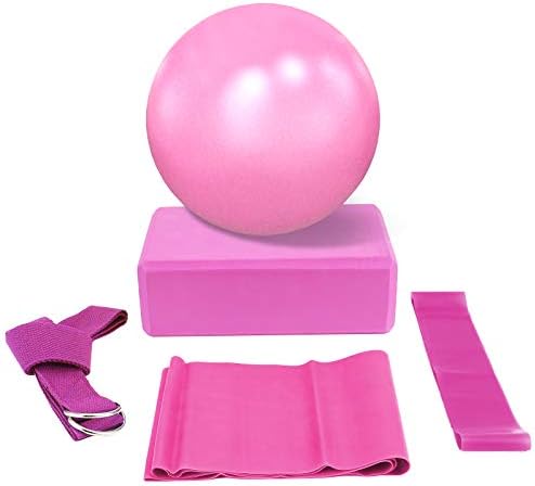 iFCOW Yoga Belt Exercise Ball Set, 5pcs Yoga Set Exercise Ball Yoga Block Resistance Loop Stretching Strap